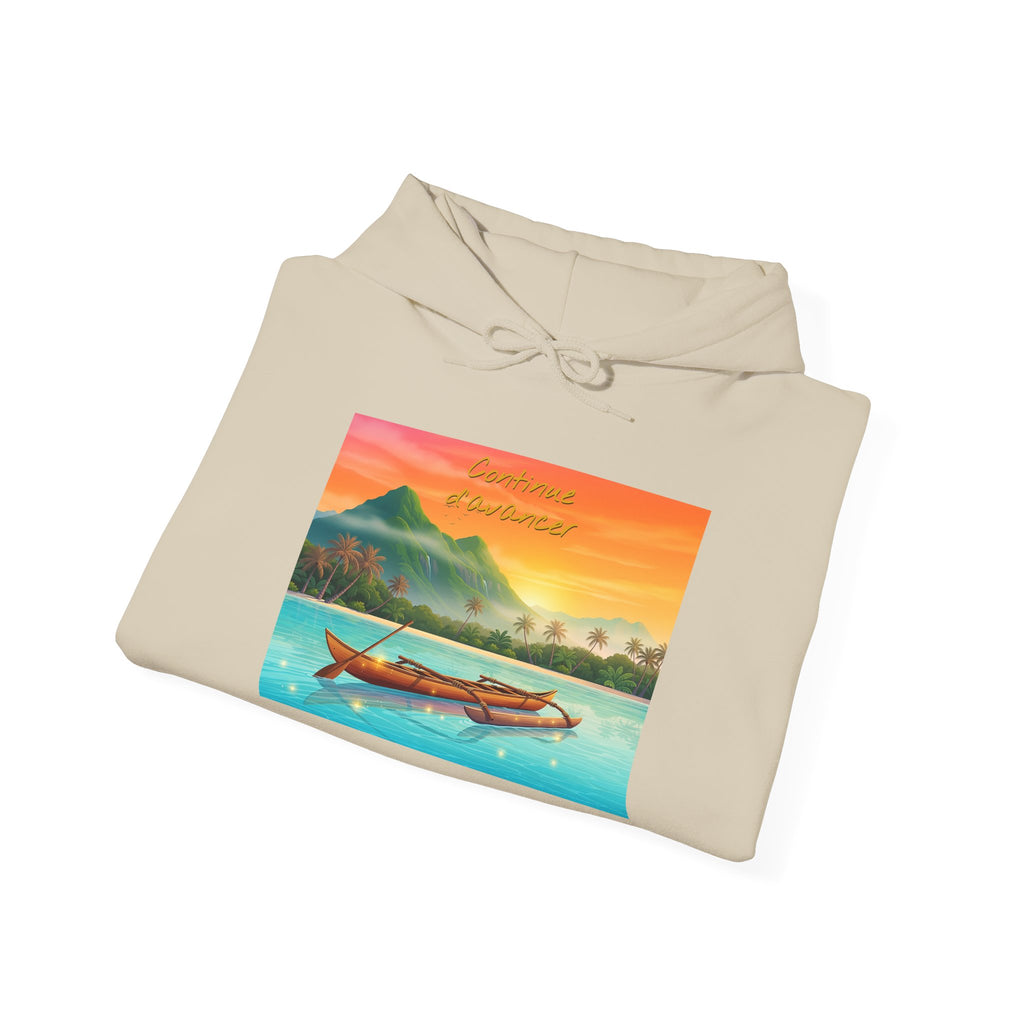 Tropical Sunset Hoodie — Scenic Boat & Island Print