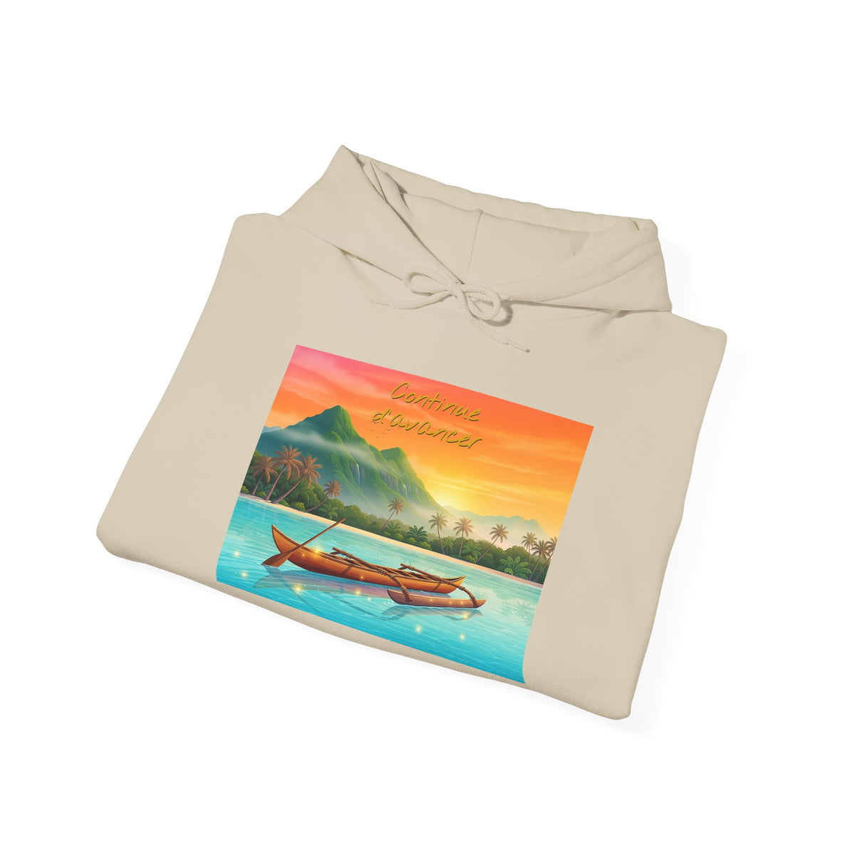 Tropical Sunset Hoodie — Scenic Boat & Island Print