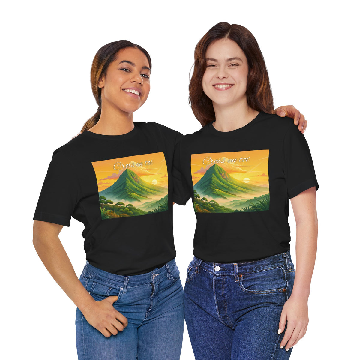 Sunrise Mountain Graphic Tee — 'Good Morning' Scenic Nature T-Shirt