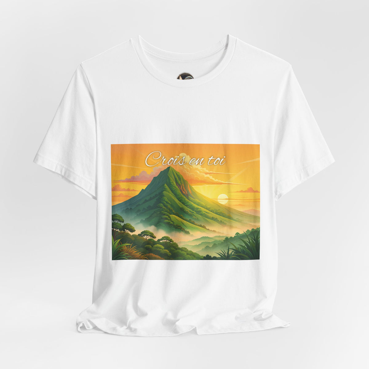 T-Shirt — Sunrise Mountain Landscape Tee with 'Oahu' Script