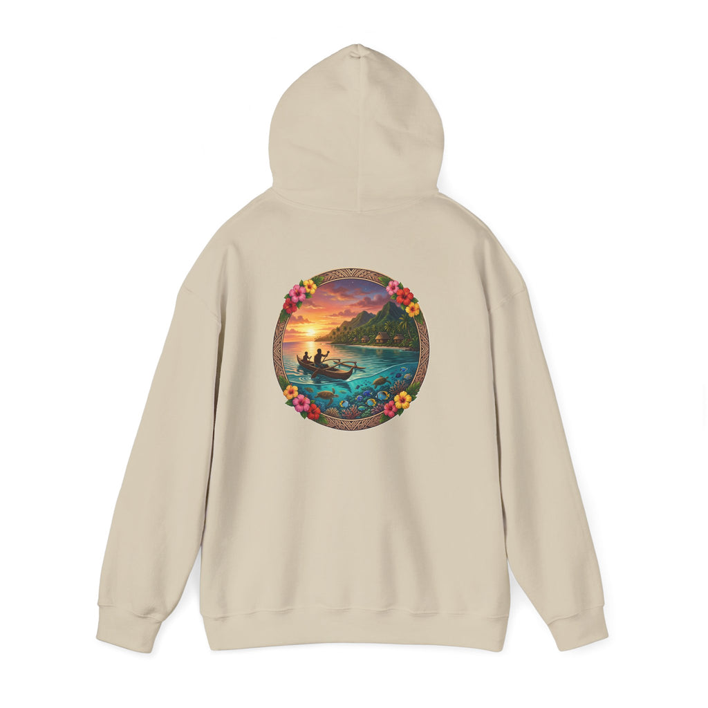 Sunset Surf Hoodie — Tropical Beach Circle Graphic Sweatshirt