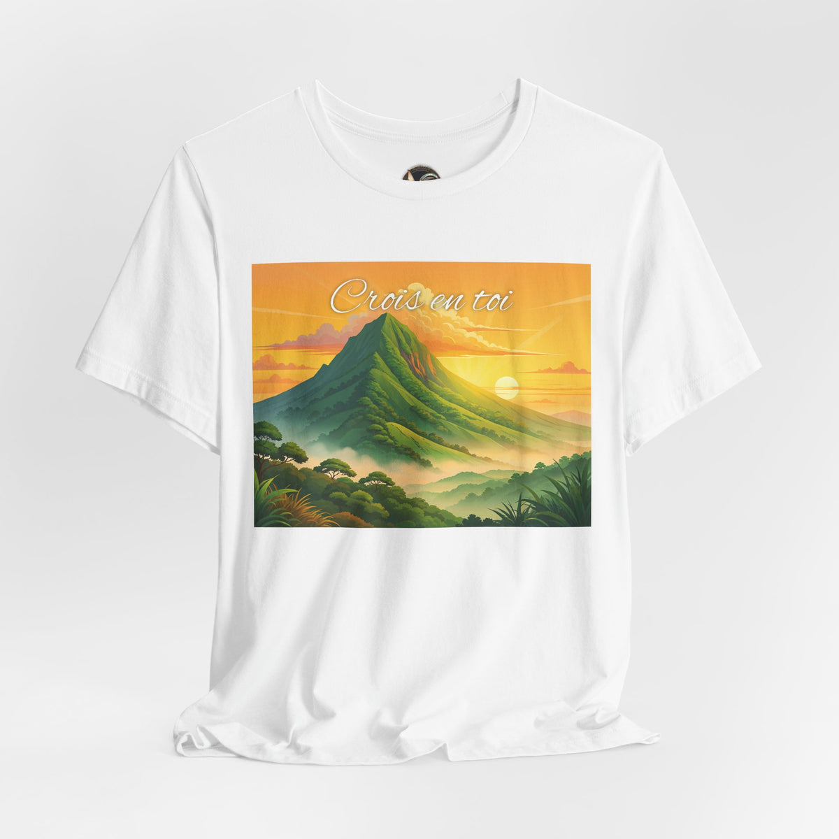 Sunrise Mountain Graphic Tee — 'Good Morning' Scenic Nature T-Shirt