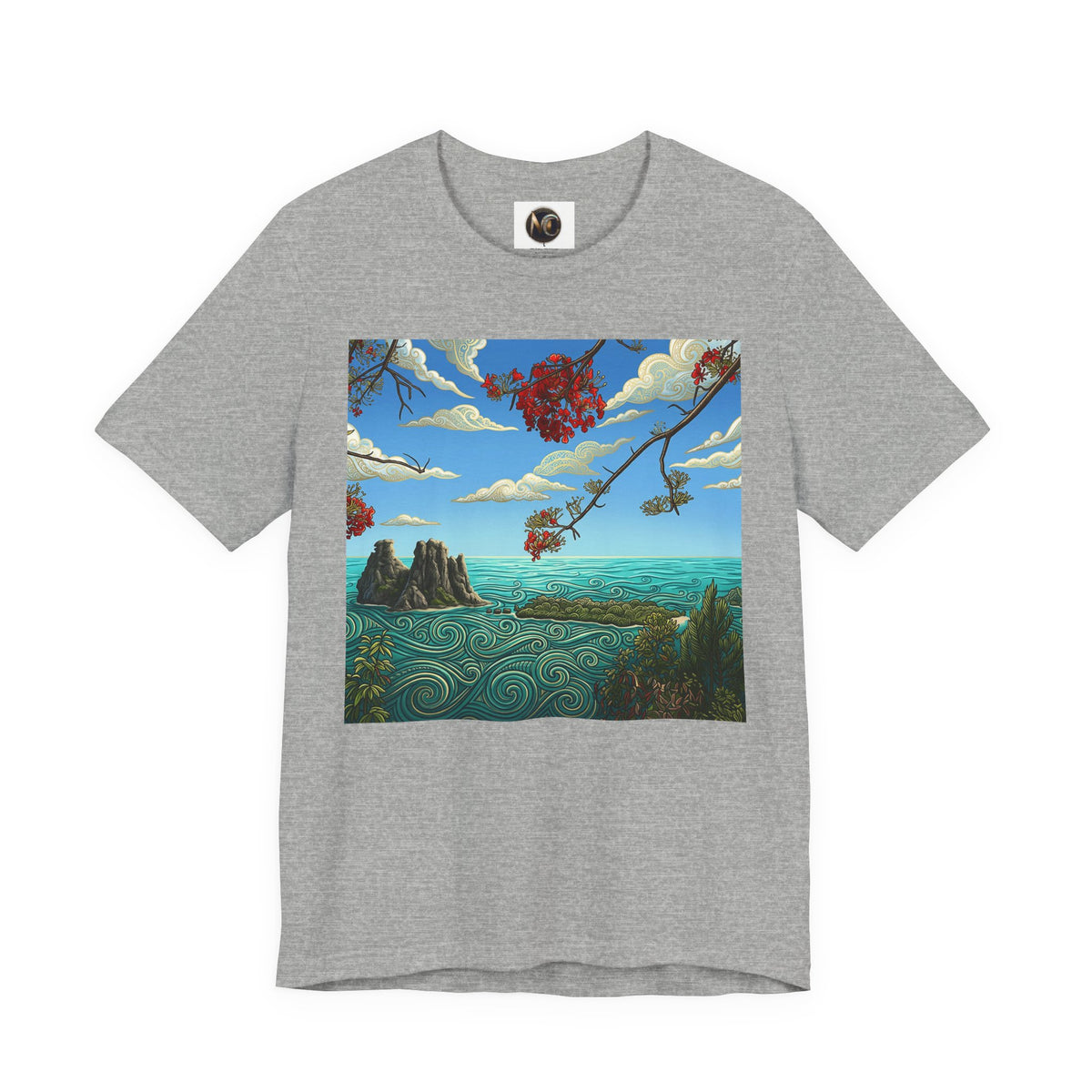 Surreal Beachscape Tee — Dreamy Sunset Ocean Art T-Shirt