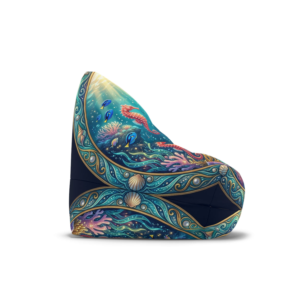 Ocean Nautilus Bean Bag Cover — Underwater Coral & Seahorse Decor