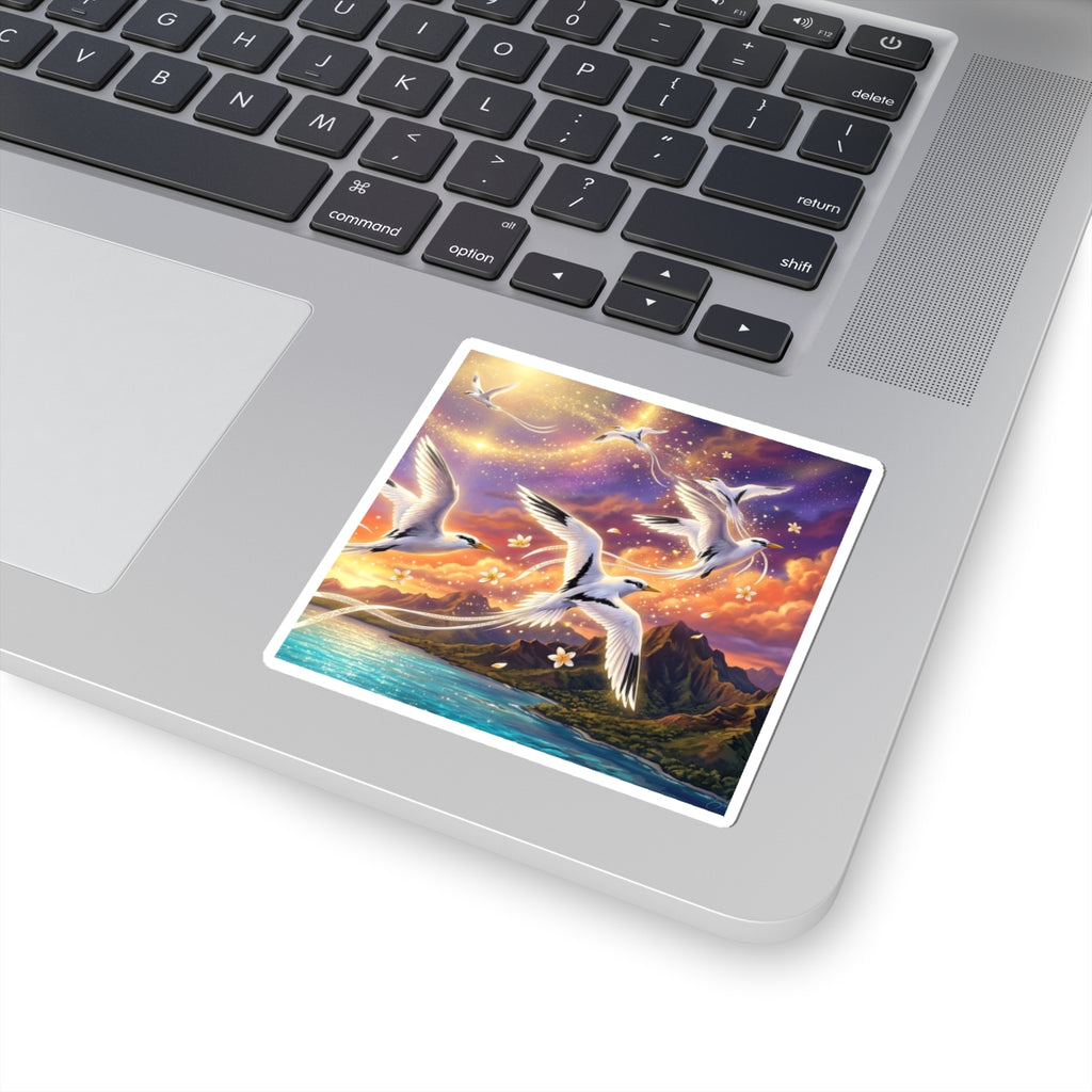 Pailles en queue at Sunset Kiss-Cut Sticker — Dreamy Ocean Sunset Wildlife Decal