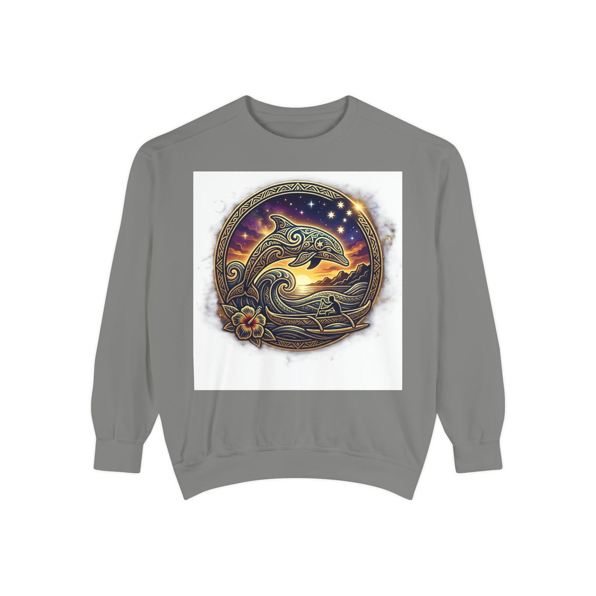 Dolphin Night Sky Sweatshirt — Nautical Boho Dolphin Crewneck