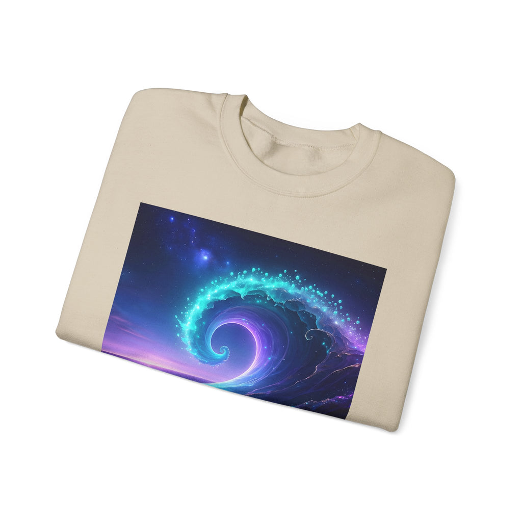 Cosmic Wave Crewneck Sweatshirt — Galaxy Spiral Graphic