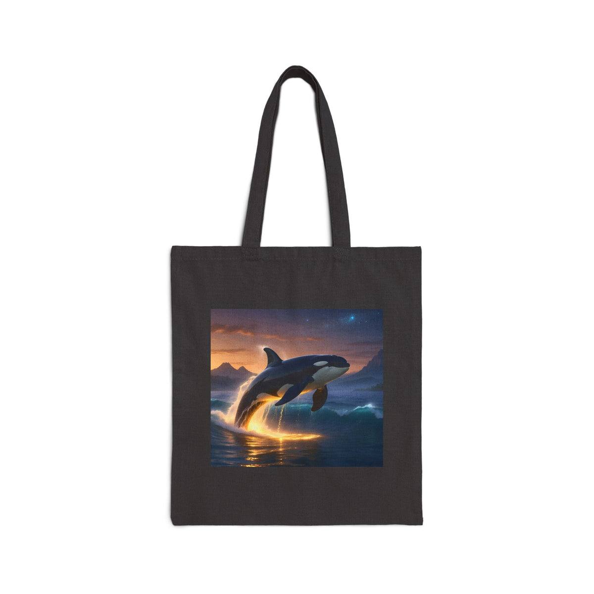 Tote — Sunset Orca Canvas Tote Bag (Whale Jumping Print)