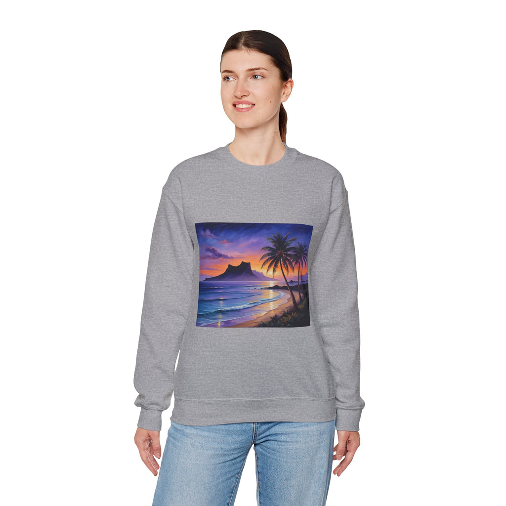 Tropical Sunset Sweatshirt — Hawaiian Beach Scene Crewneck