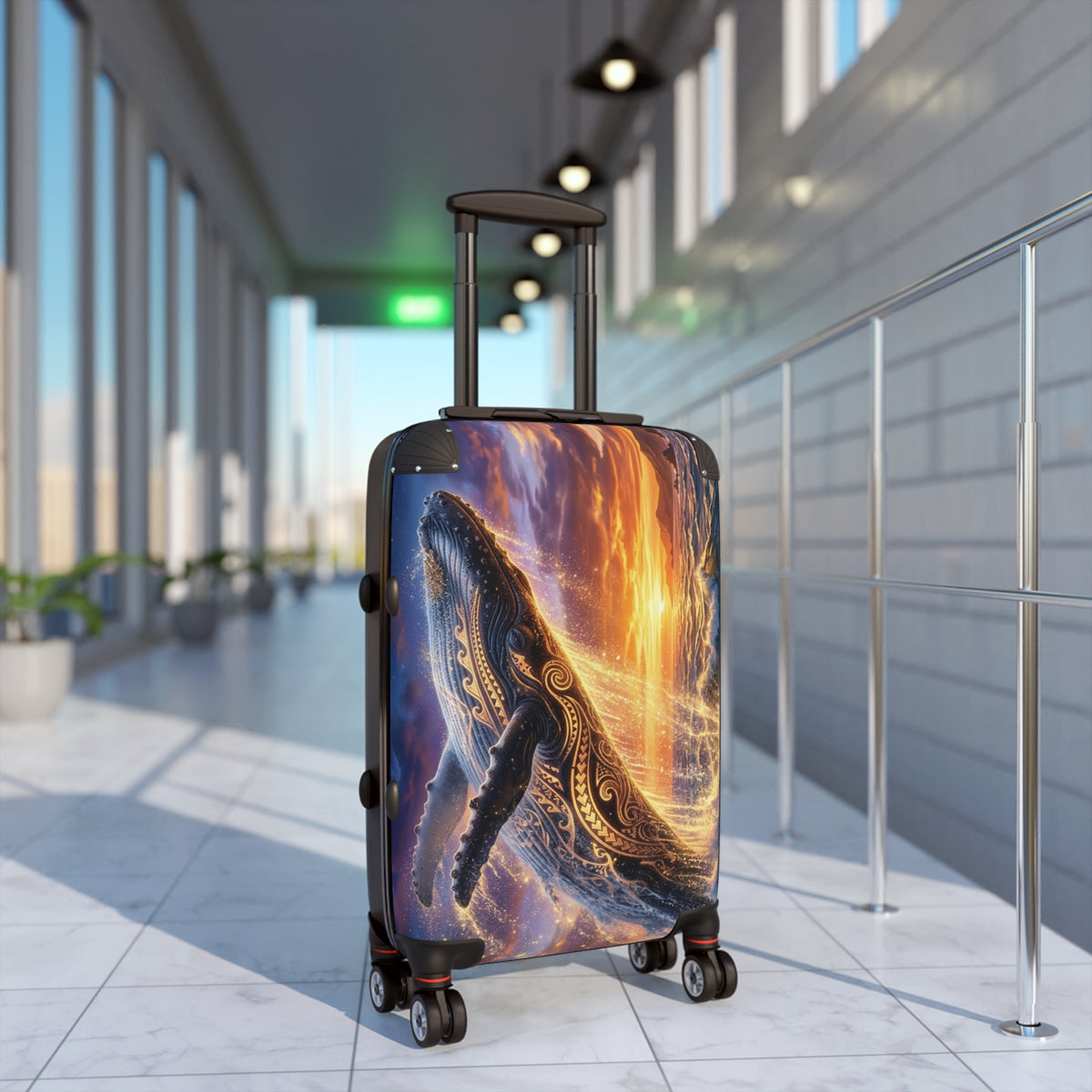 Whale Sunset Suitcase — Ocean Sunset Travel Luggage