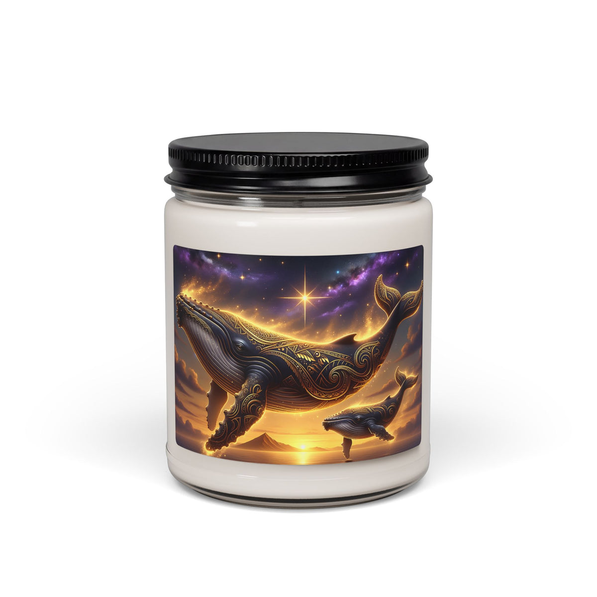 Whale Dreams Soy Candle — 9oz Scented Jar (Soothing Ocean & Starry Night Vibe)
