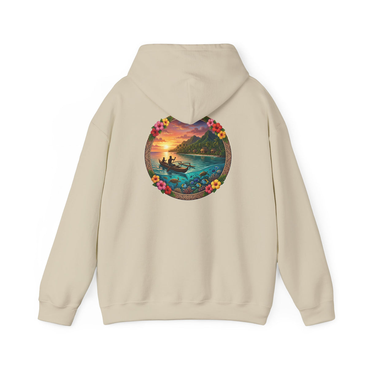 Sunset Surf Hoodie — Tropical Beach Circle Graphic Sweatshirt