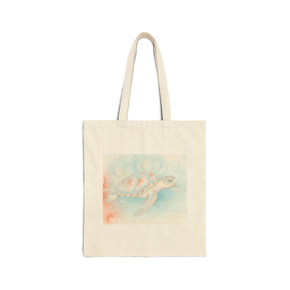 Sea Turtle Watercolor Canvas Tote Bag — Beachy Eco-Friendly Grocery Shopper