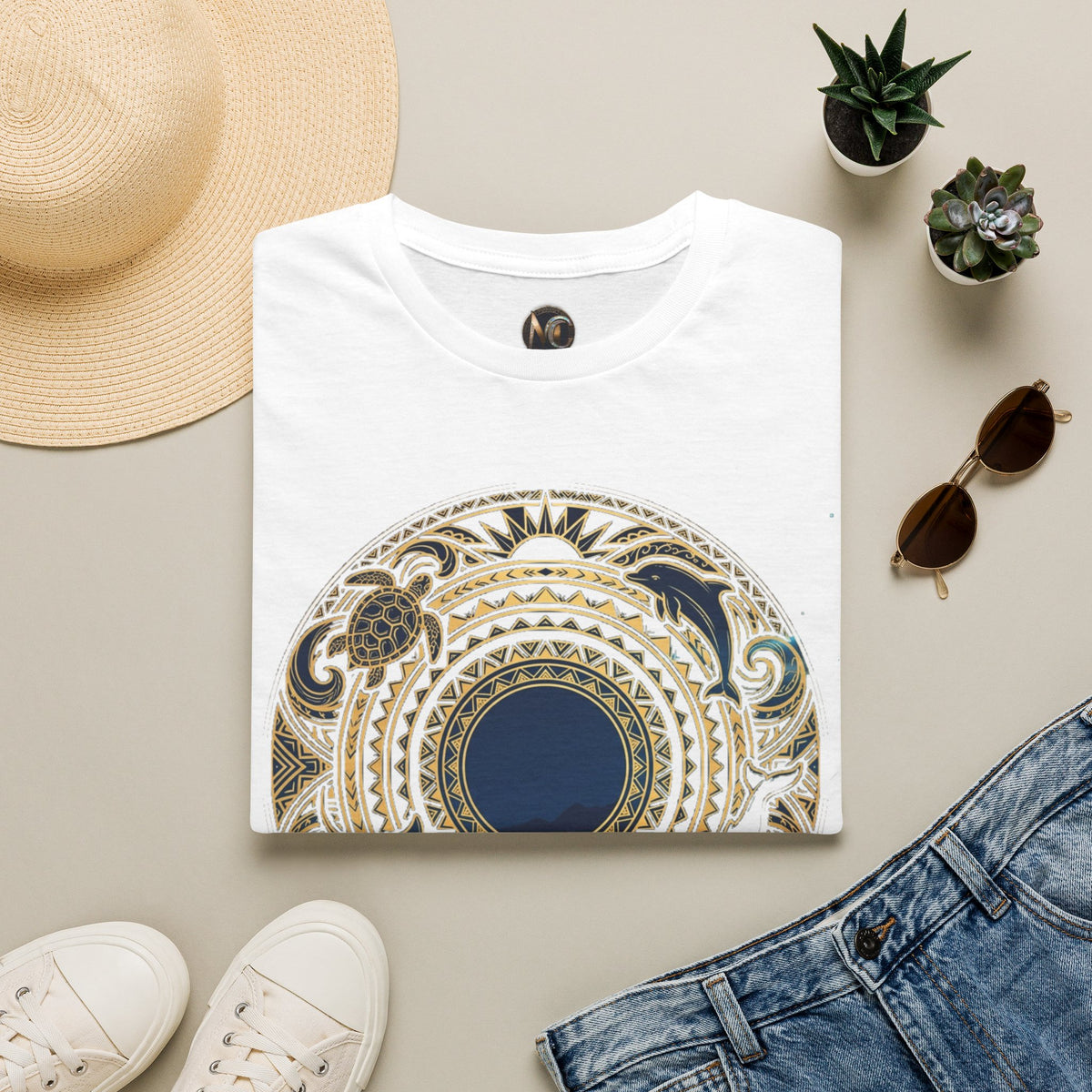 Mandala Sea T‑Shirt — Nautical Tribal Circle Graphic