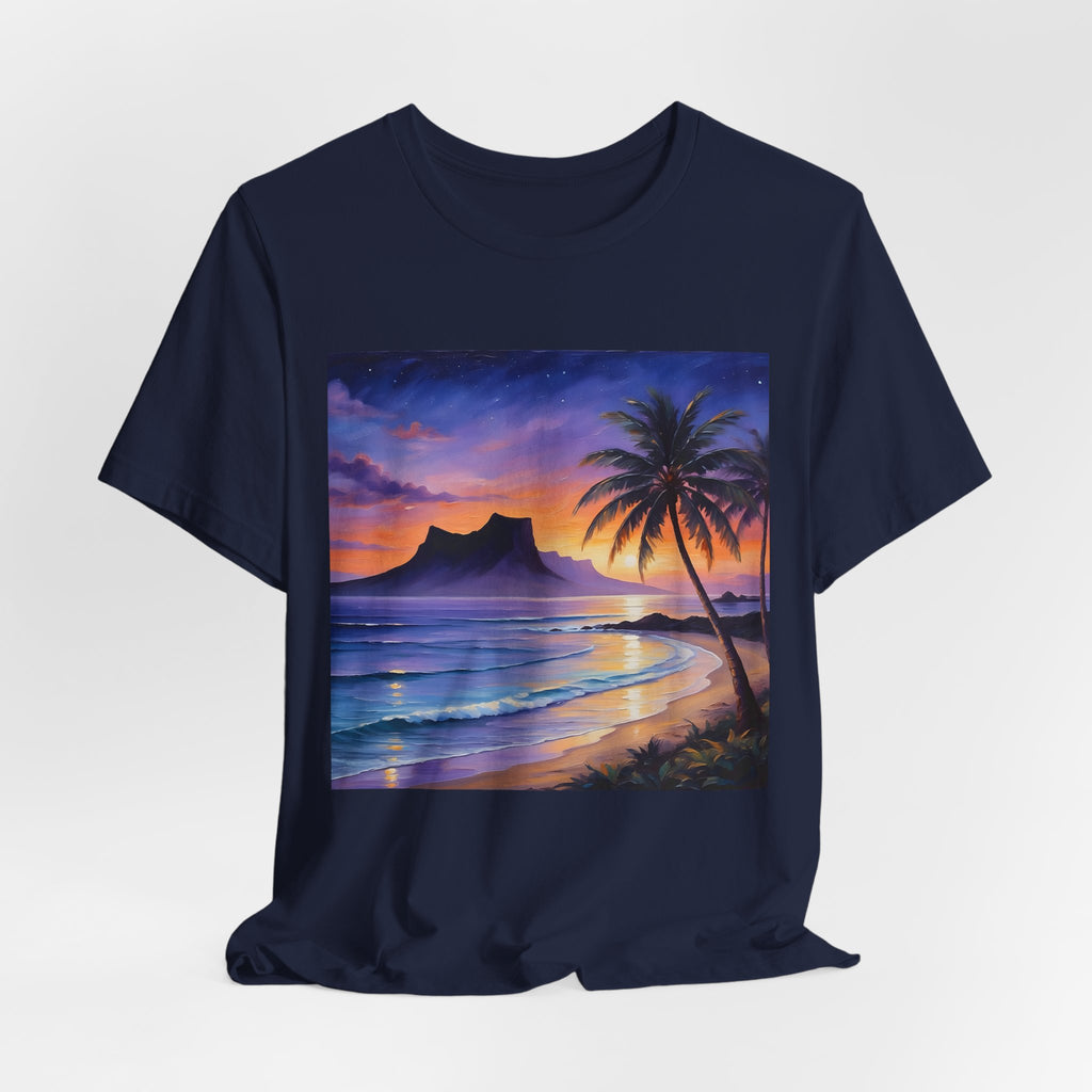 Sunset Beach Palm T-Shirt — Tropical Island Sunset Graphic Tee