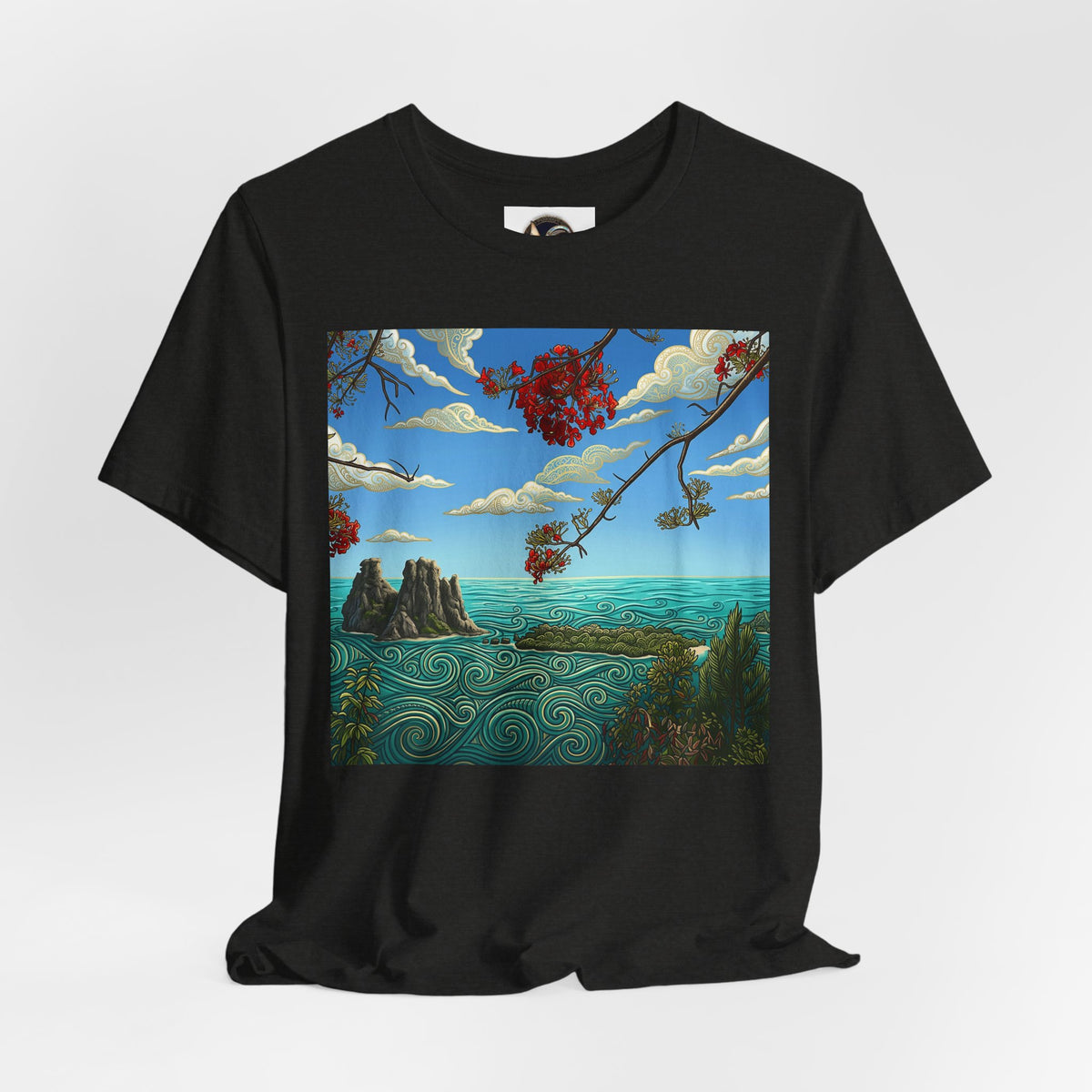 Surreal Beachscape Tee — Dreamy Sunset Ocean Art T-Shirt