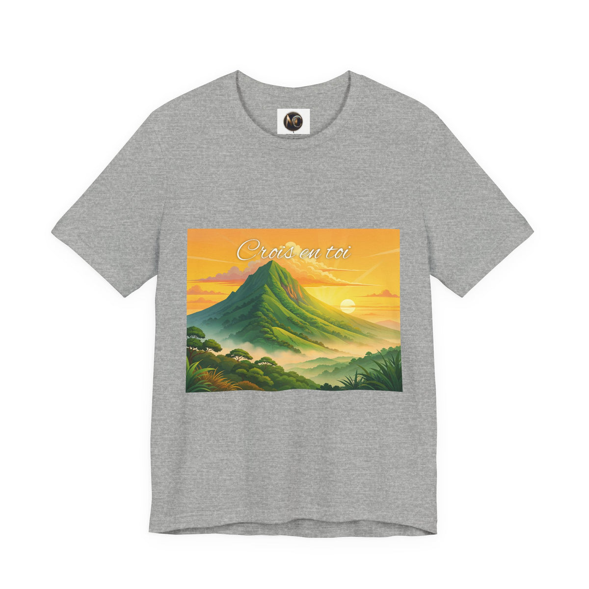 T-Shirt — Sunrise Mountain Landscape Tee with 'Oahu' Script