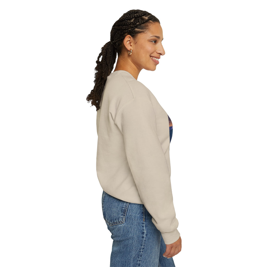 Whale Dreamscape Crewneck Sweatshirt — Cosmic Ocean Sunset Graphic