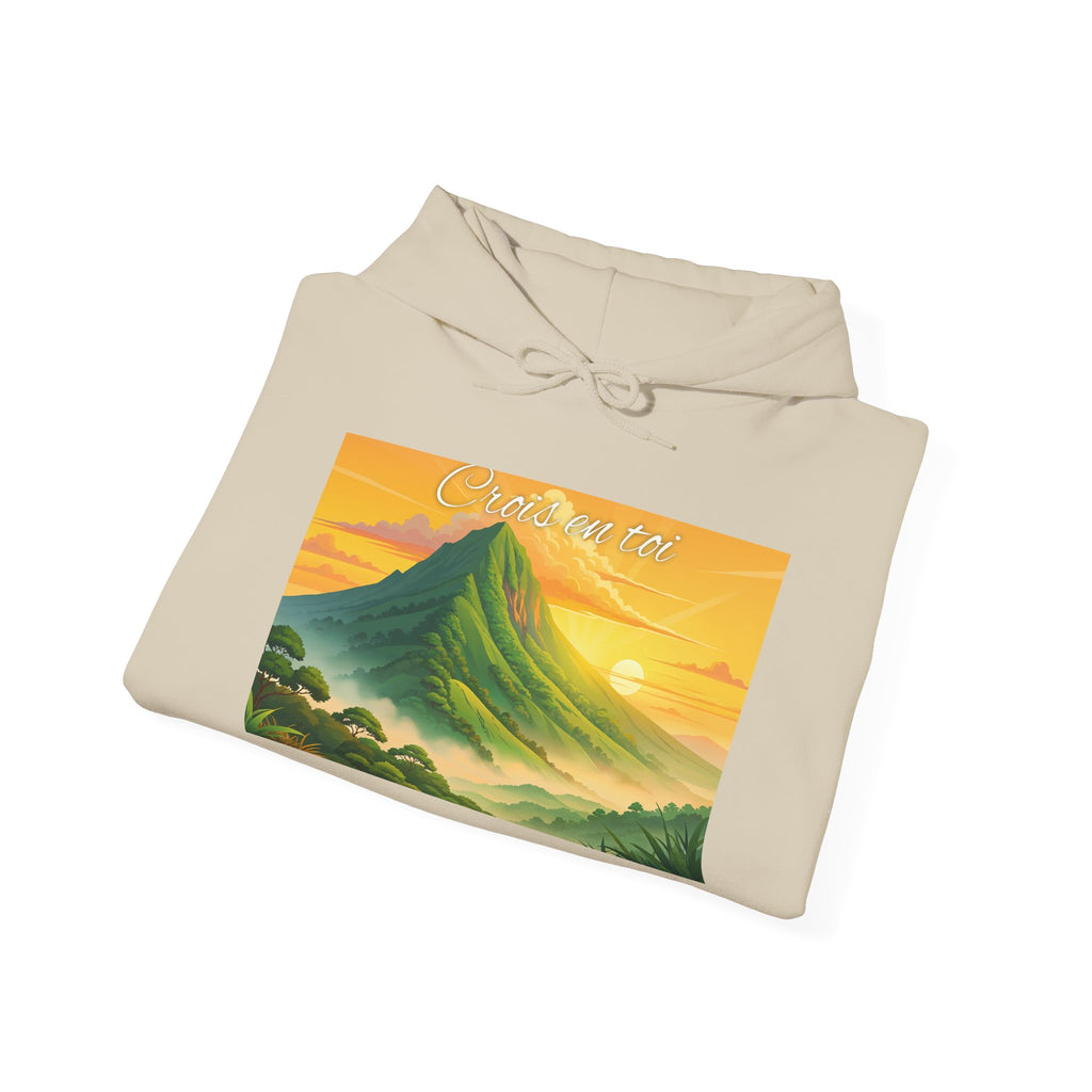 Sunset Mountain Hoodie - Serene Landscape Graphic Sweatshirt