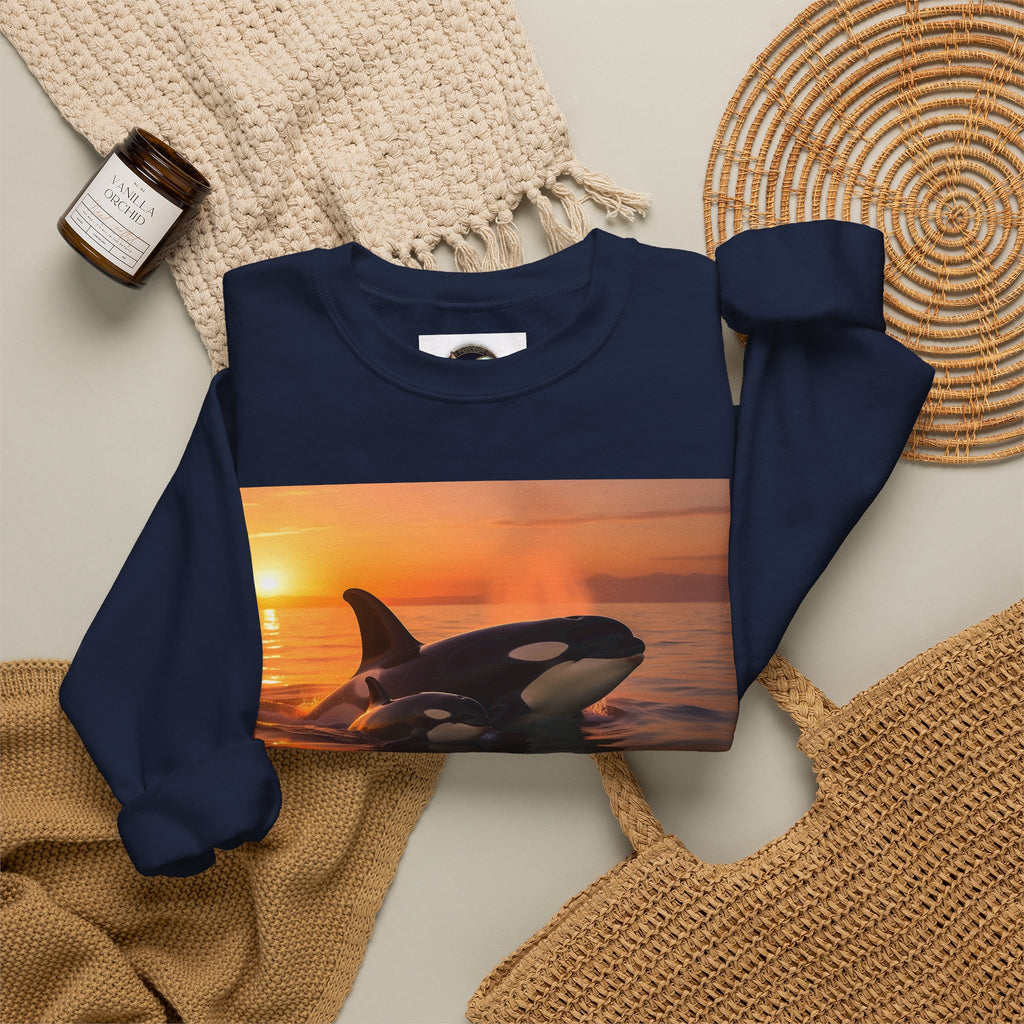 Orca Sunset Crewneck Sweatshirt — Killer Whale Photo Sweatshirt
