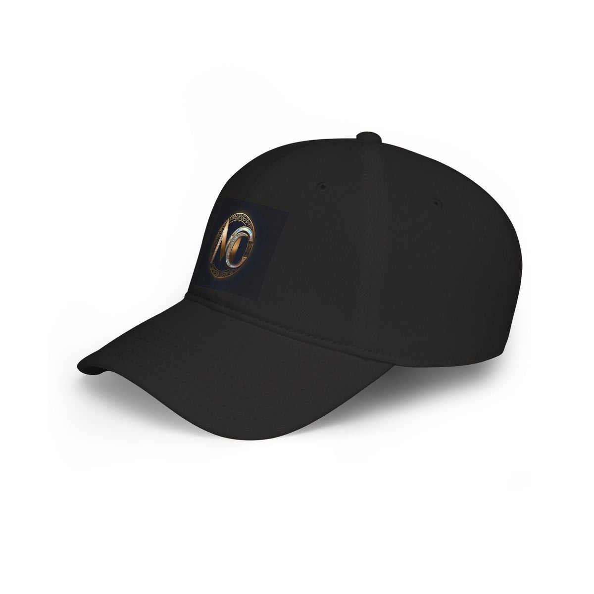 Low-profile baseball cap with gold and pearl emblem—bold minimalist hat