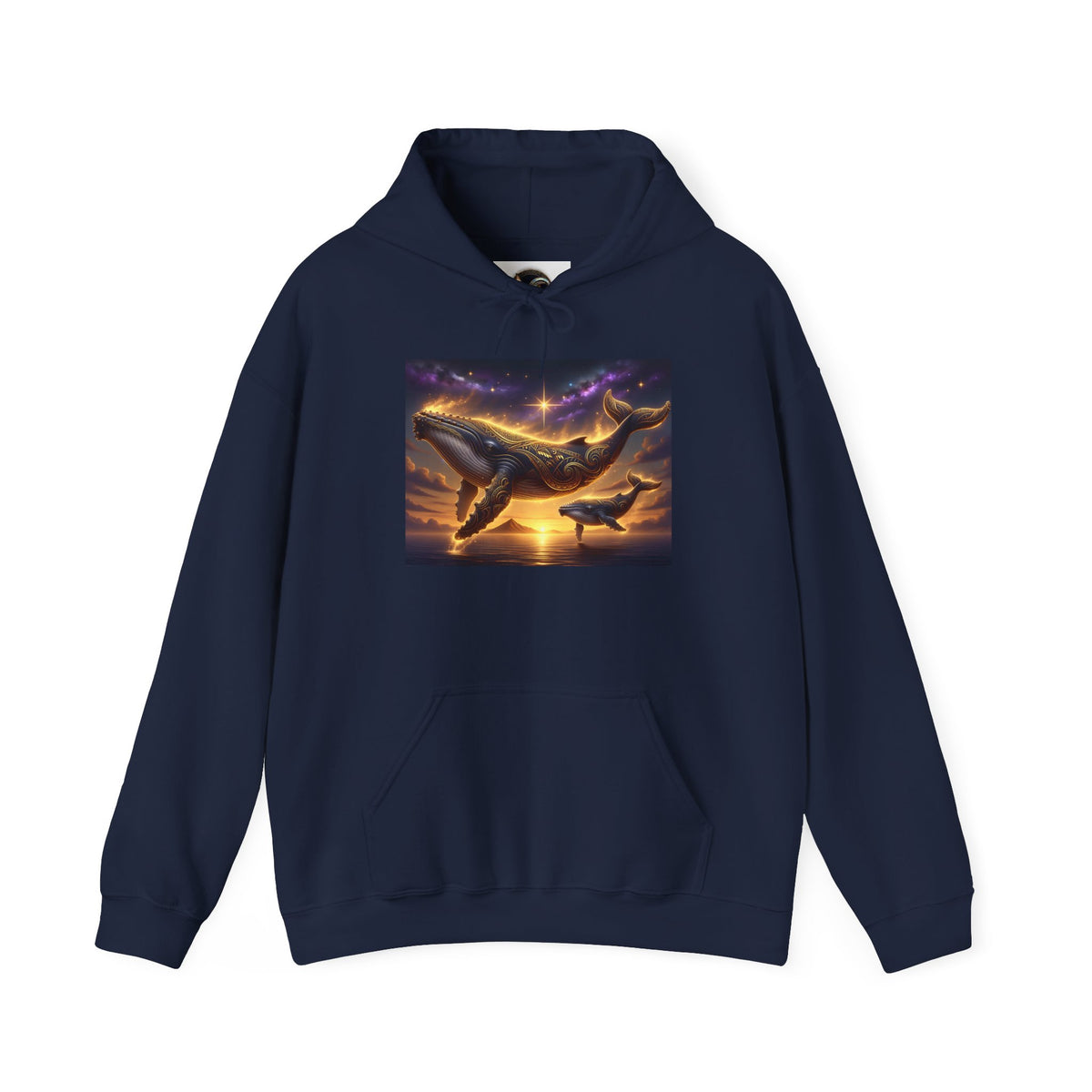 Sunset Whale Hoodie — Ocean Sunset Whale Art Pullover