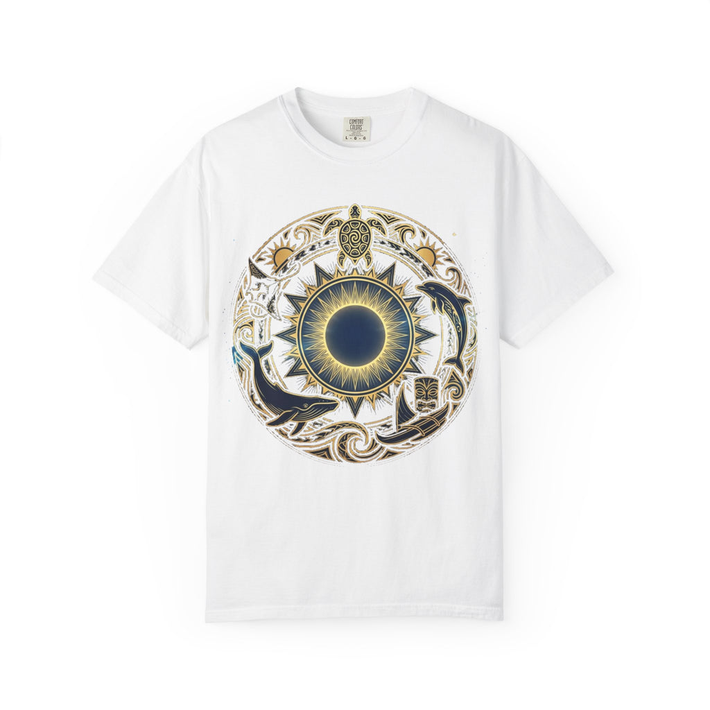 Mystic Ocean Compass T-Shirt — Nautical Mandala Sun & Sea Life Design