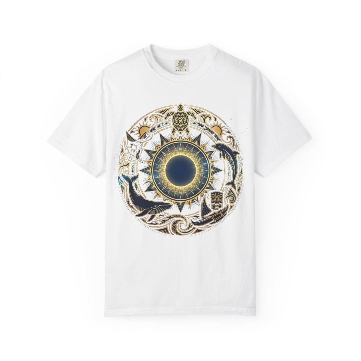 Mystic Ocean Compass T-Shirt — Nautical Mandala Sun & Sea Life Design