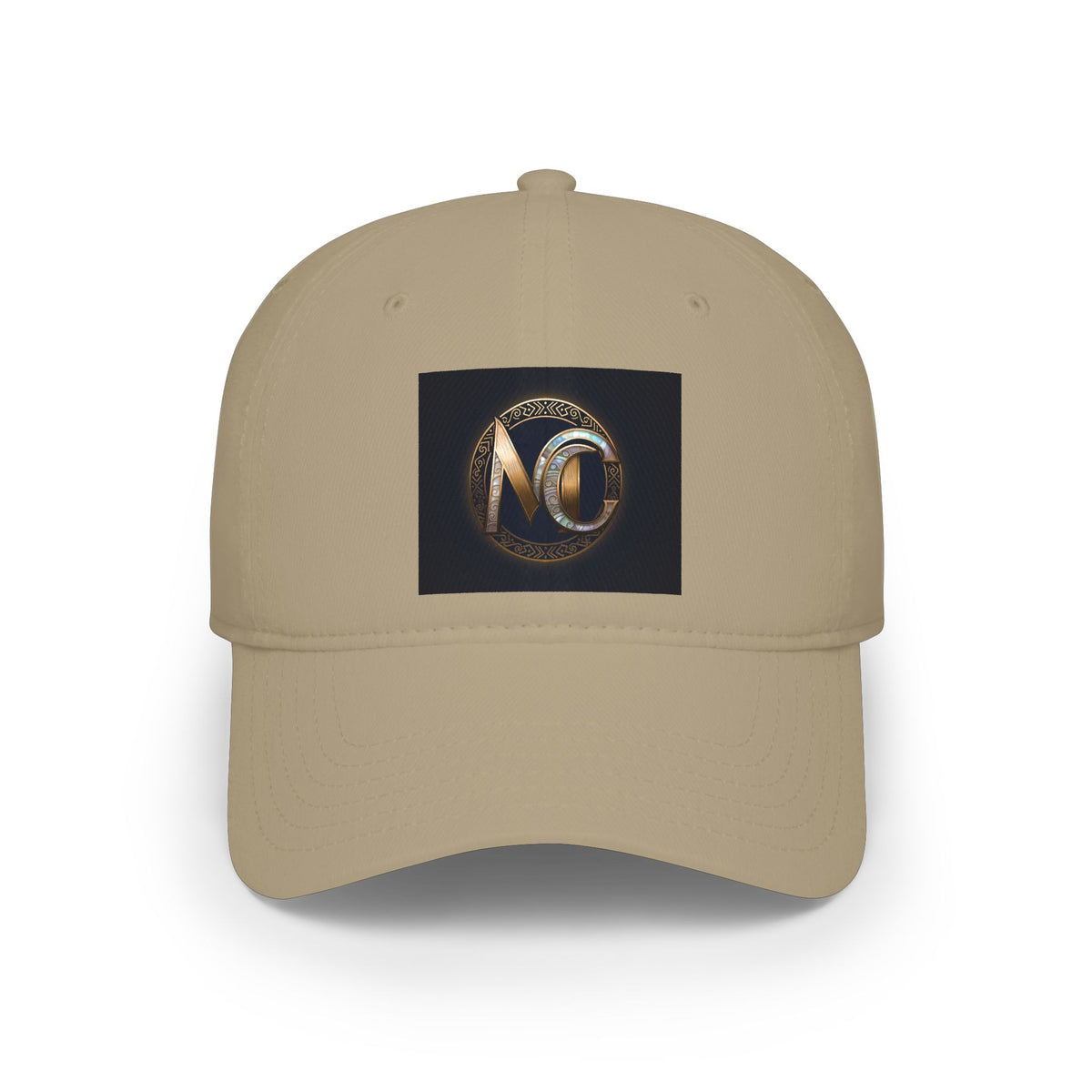 Low-profile baseball cap with gold and pearl emblem—bold minimalist hat