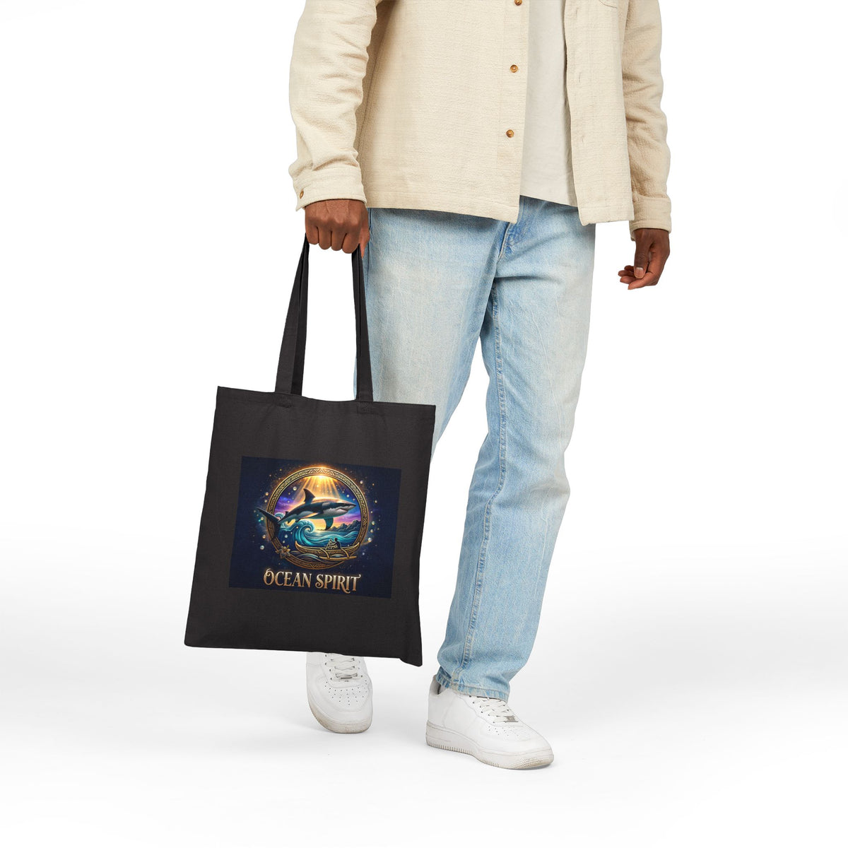 Act As Spirit Canvas Tote Bag — Spiritual Ocean Sunset Art Tote