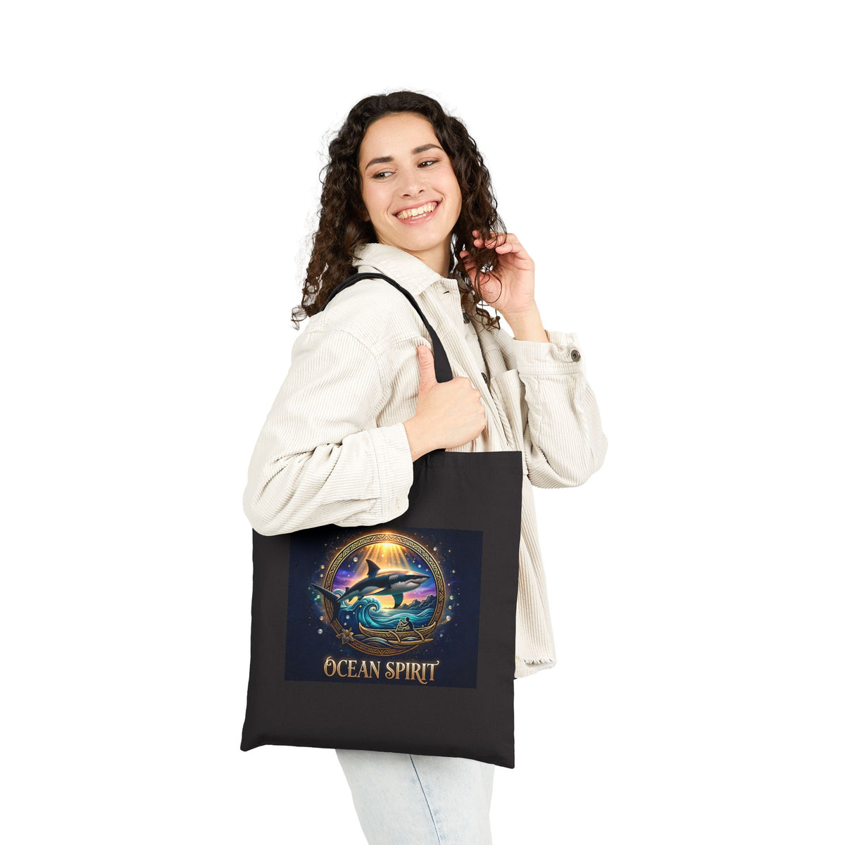 Act As Spirit Canvas Tote Bag — Spiritual Ocean Sunset Art Tote