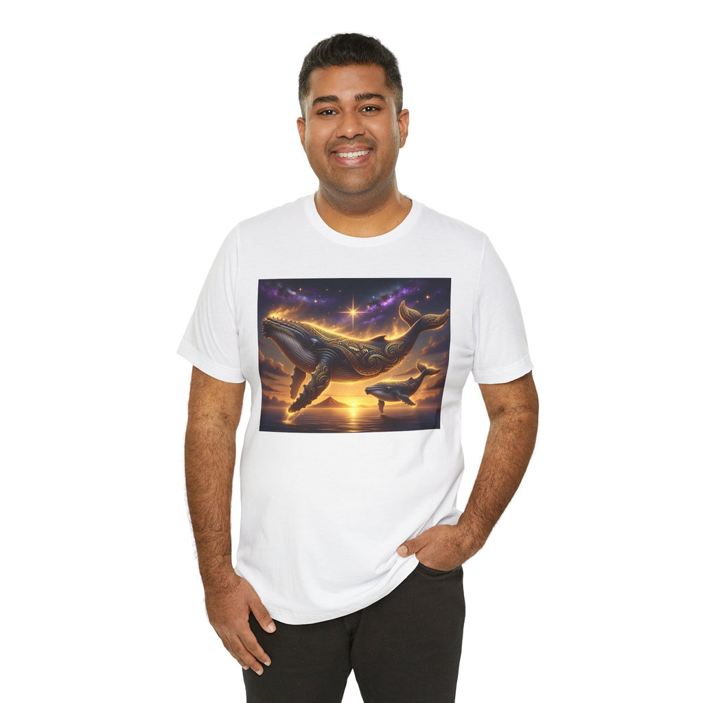 Sunset Whale Family T‑Shirt — Ocean Whale Scene Tee