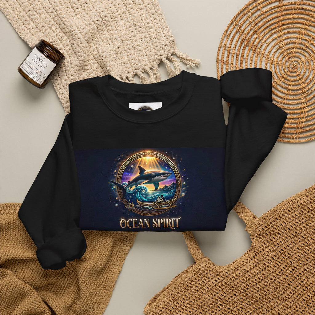Ocean Spirit Crewneck Sweatshirt — Whale & Sunset Graphic