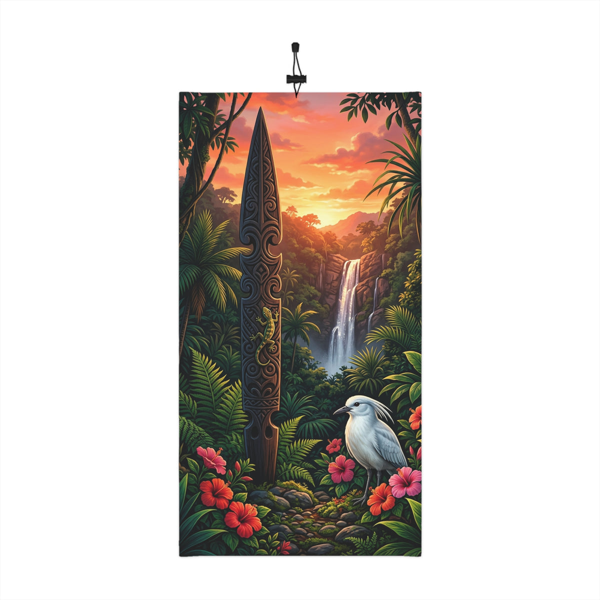 Tropical Sunset Neck Gaiter – Hawaiian Surfboard & Kākāura Winter Face Mask