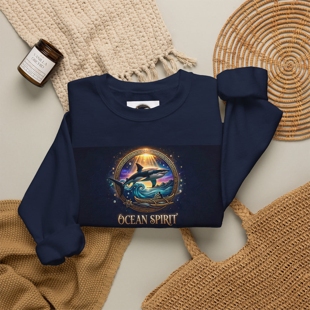 Ocean Spirit Crewneck Sweatshirt — Whale & Sunset Graphic