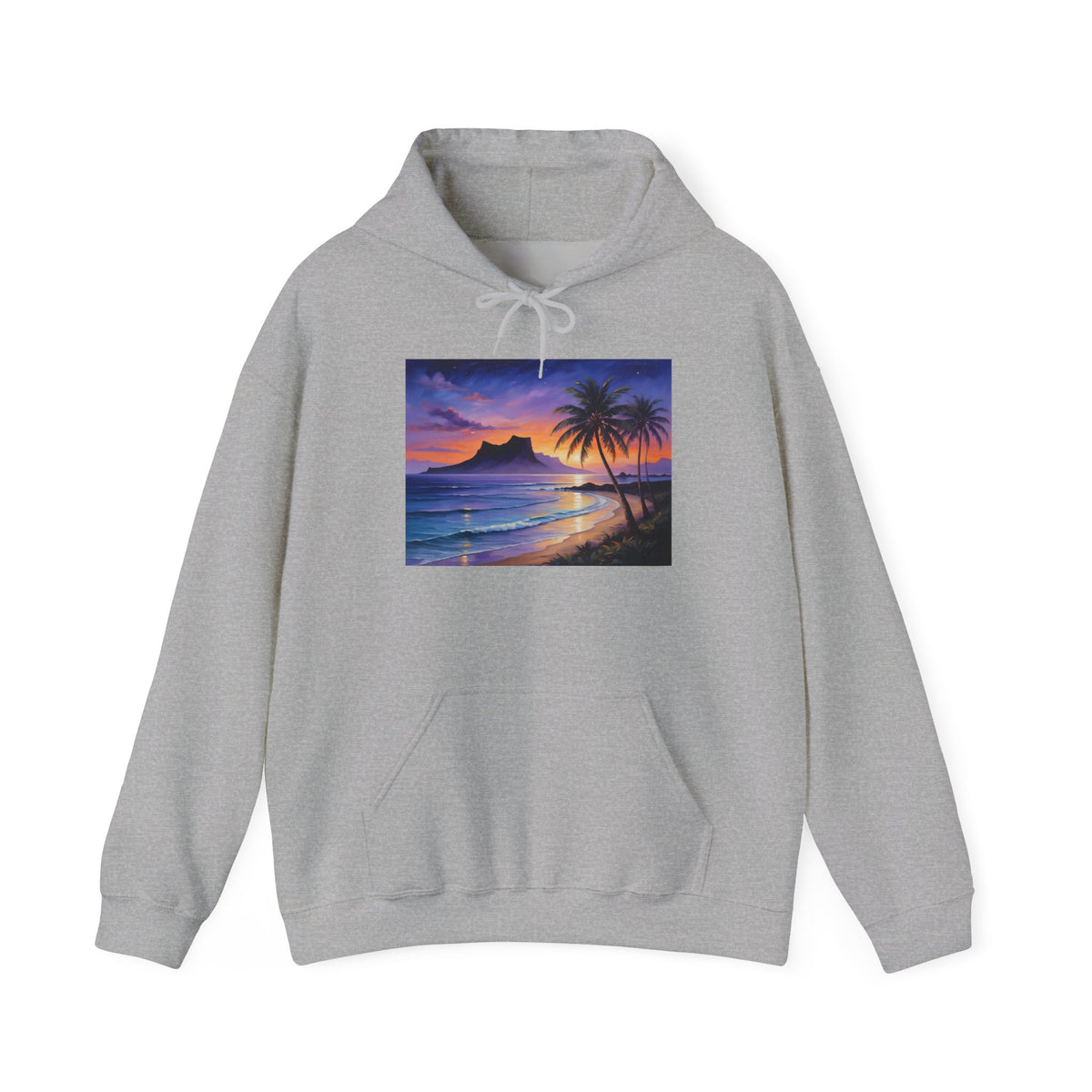 Sunset Beach Hoodie — Tropical Palm Sunrise Graphic Sweatshirt