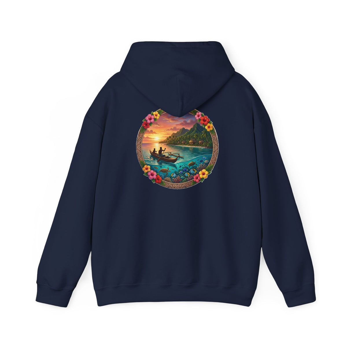 Sunset Surf Hoodie — Tropical Beach Circle Graphic Sweatshirt
