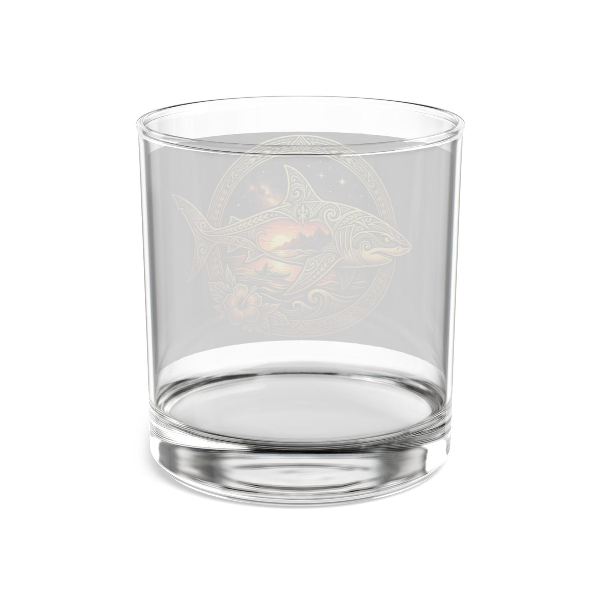 Shark Sunset 10oz Rocks Glass — Nautical Whiskey Tumbler