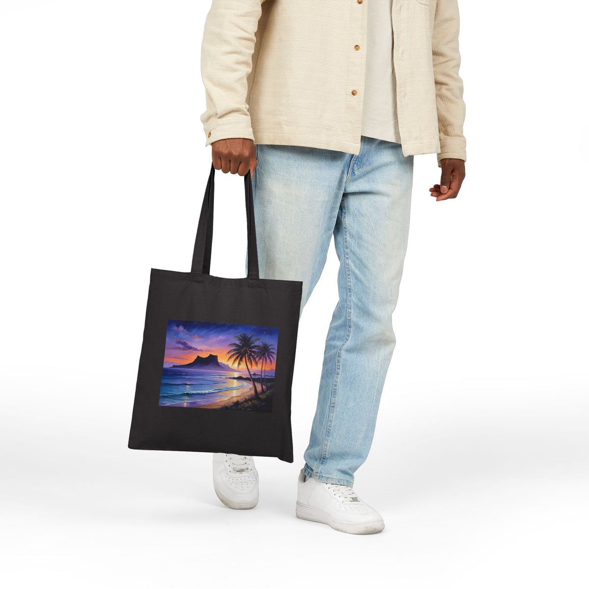 Tote Bag - Tropical Sunset Beach Scene Canvas Tote