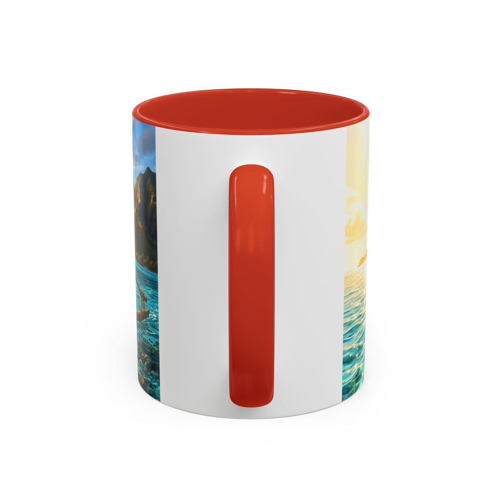 Tropical Canoe Coffee Mug — Ocean Dolphin Sunrise Scenic Mug (11/15oz)