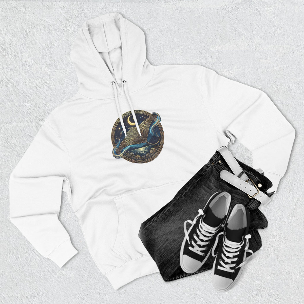 Stellar Manta Hoodie — Celestial Night Sea Graphic Fleece