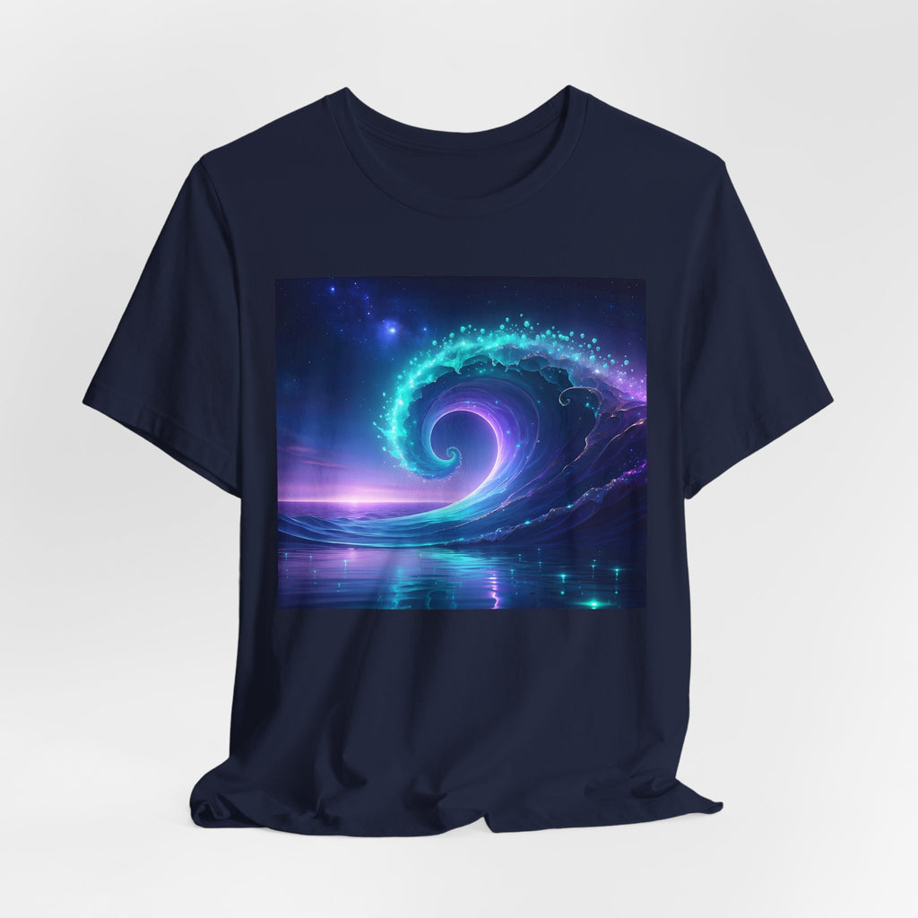 Cosmic Wave Graphic Tee — Neon Surf Ocean T-Shirt