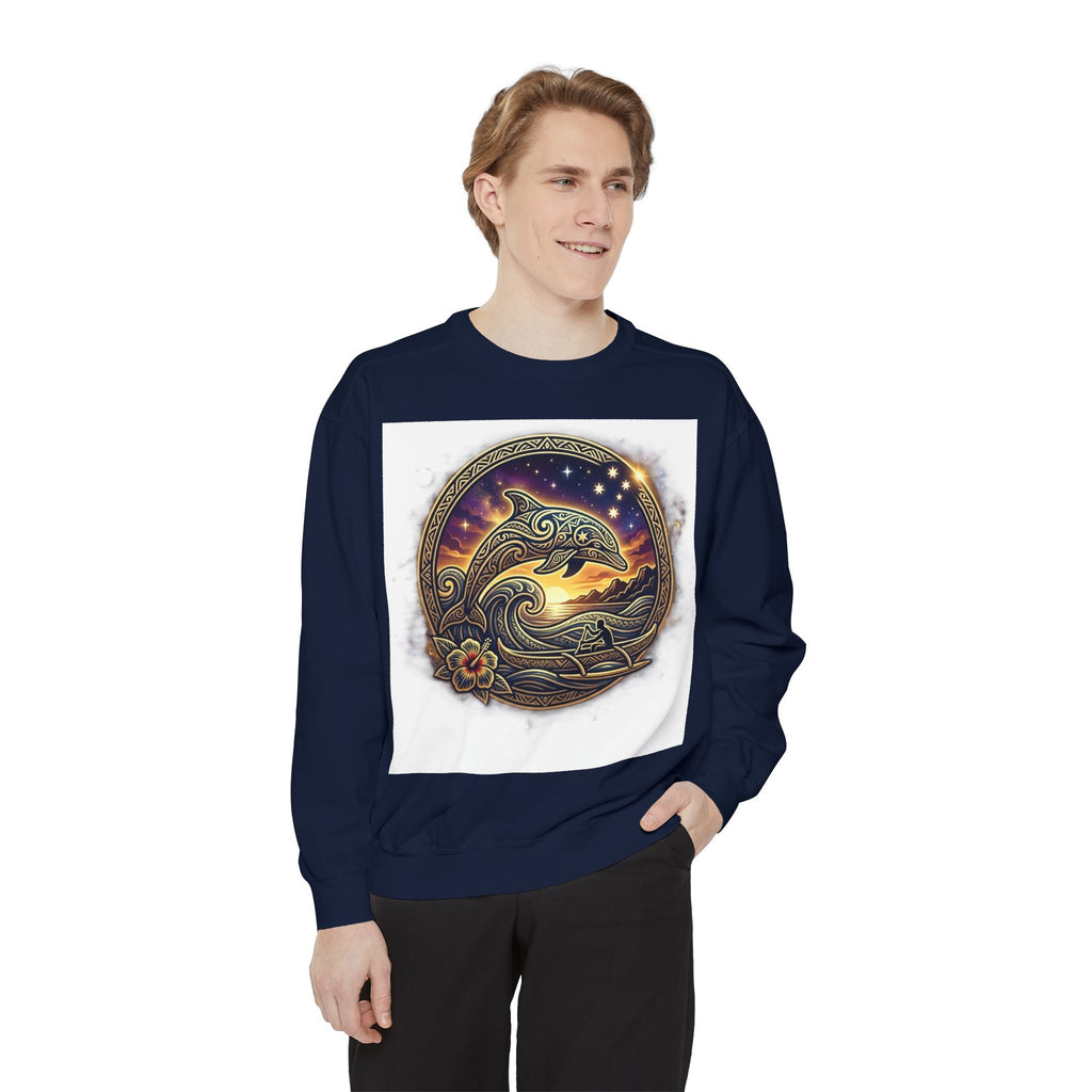 Dolphin Night Sky Sweatshirt — Nautical Boho Dolphin Crewneck