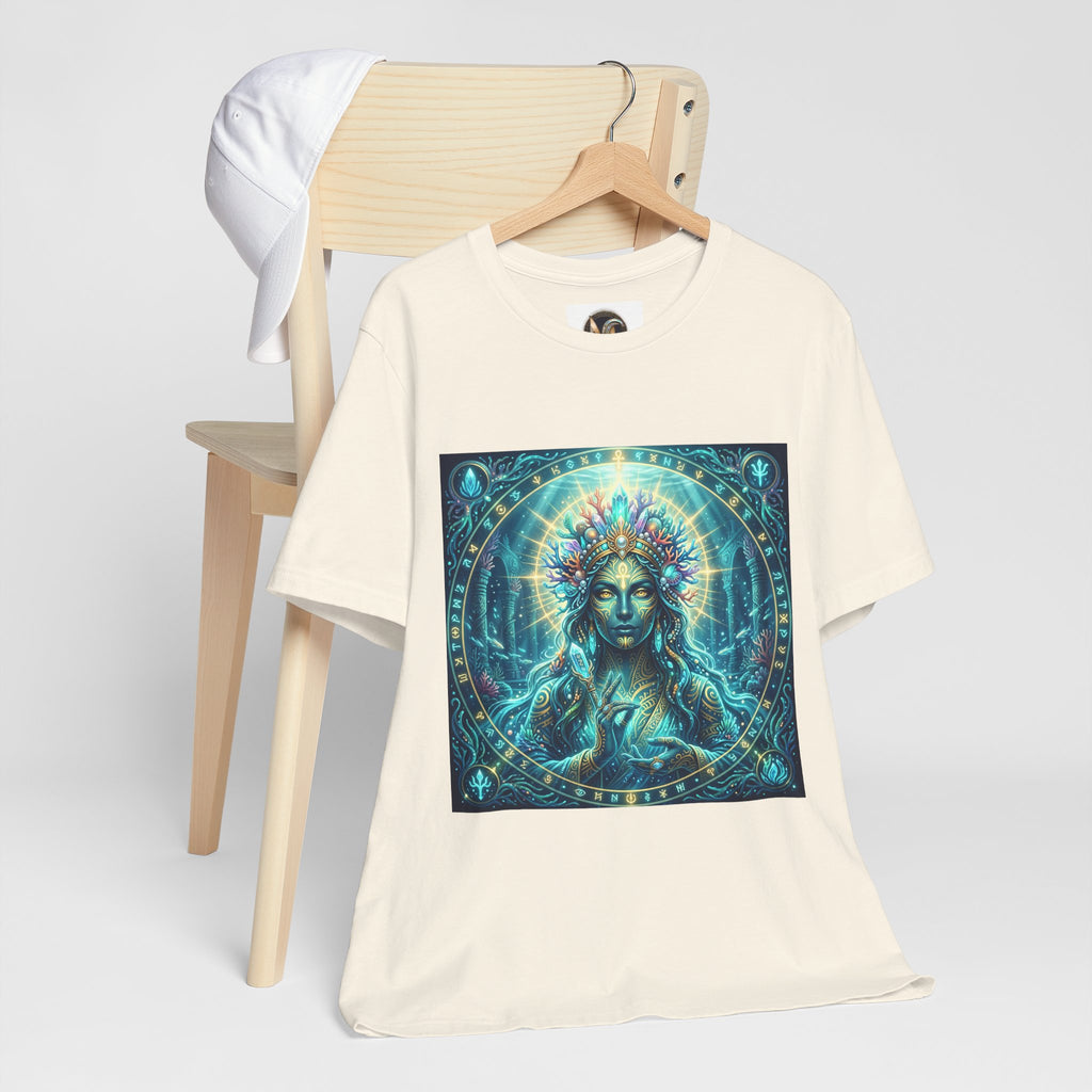Mystic Goddess Art Tee — Celestial Blue Spiritual Graphic T-Shirt