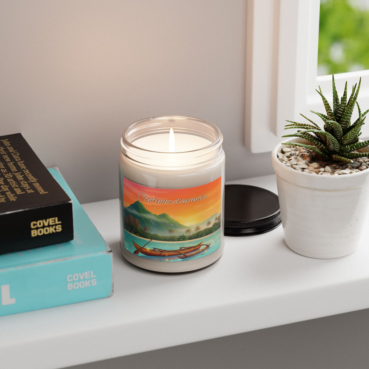 Tropical Sunset Soy Candle — 9oz Scented Jar (Relaxing Beach Aroma)