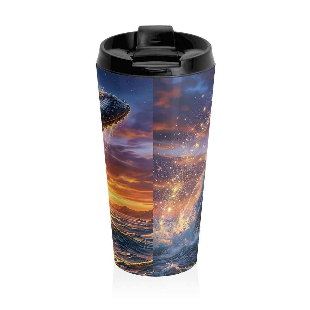 Ocean Whale Stainless Steel Travel Mug — Sunrise Fantasy Whale Art