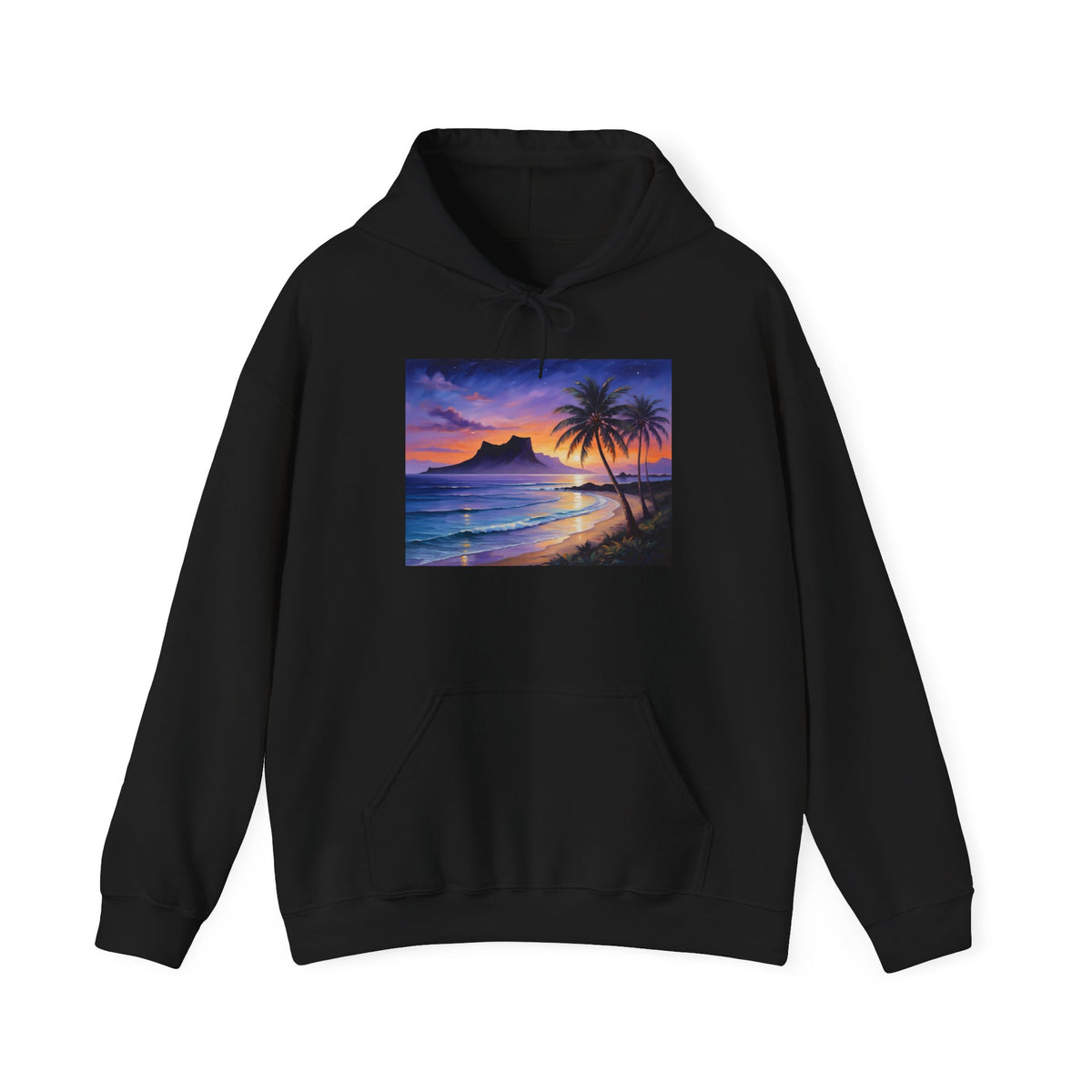 Sunset Beach Hoodie — Tropical Palm Sunrise Graphic Sweatshirt