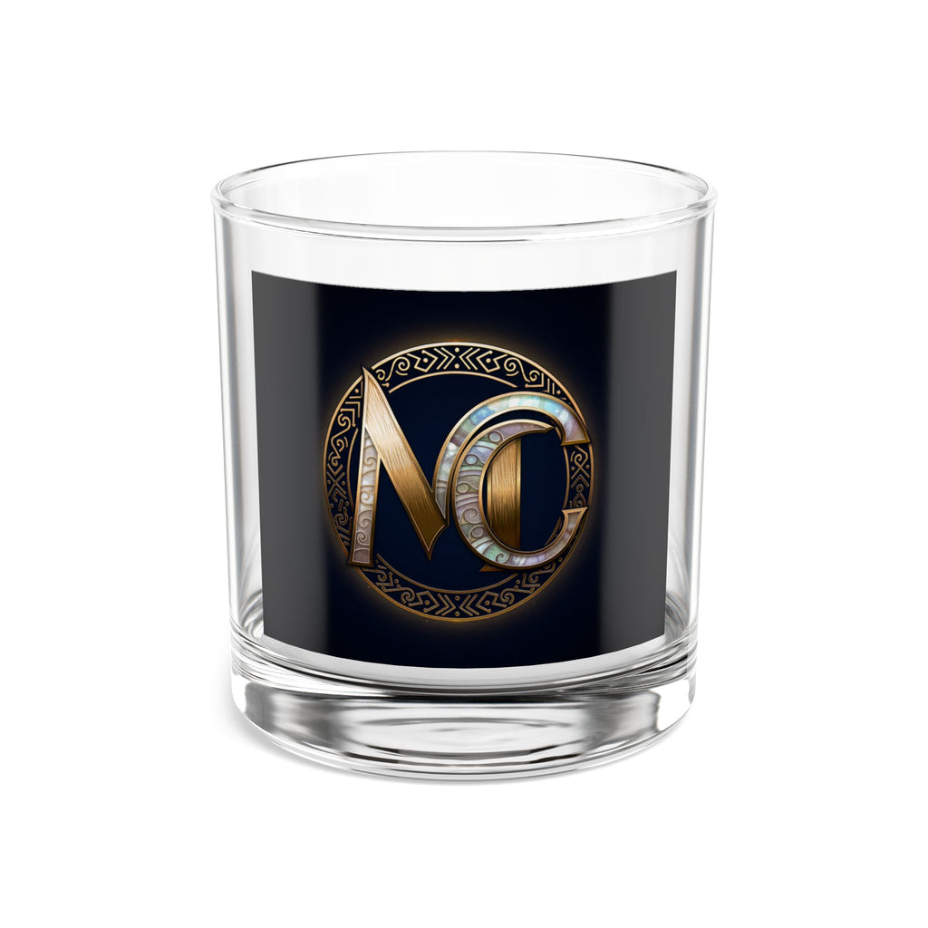 10oz Whiskey Rocks Glass with Elegant Gold NC Monogram — Classic Barware Gift