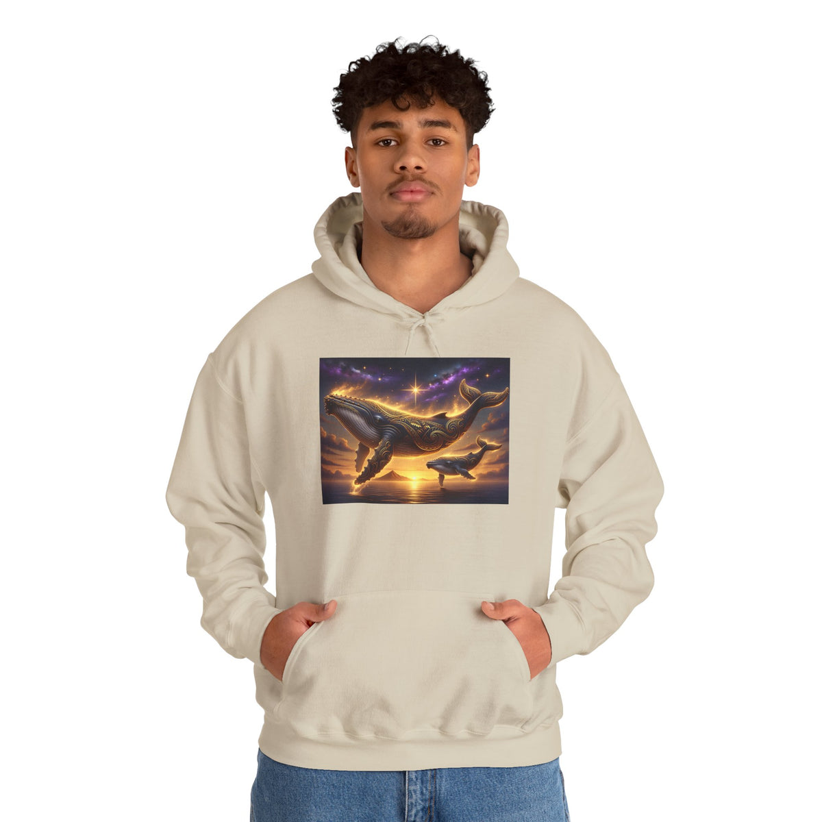 Sunset Whale Hoodie — Ocean Sunset Whale Art Pullover