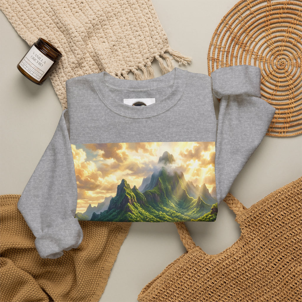 Tropical Island Crewneck Sweatshirt — Scenic Beach Landscape Pullover